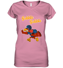Turkey Football Shirt Funny Thanksgiving Turkey Gobble Gift Women's V-Neck T-Shirt Women's V-Neck T-Shirt - HHHstores