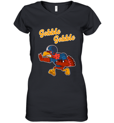Turkey Football Shirt Funny Thanksgiving Turkey Gobble Gift Women's V-Neck T-Shirt Women's V-Neck T-Shirt - HHHstores
