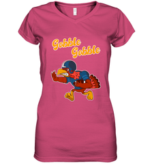 Turkey Football Shirt Funny Thanksgiving Turkey Gobble Gift Women's V-Neck T-Shirt Women's V-Neck T-Shirt - HHHstores