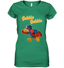 Turkey Football Shirt Funny Thanksgiving Turkey Gobble Gift Women's V-Neck T-Shirt Women's V-Neck T-Shirt - HHHstores