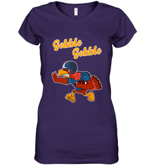 Turkey Football Shirt Funny Thanksgiving Turkey Gobble Gift Women's V-Neck T-Shirt Women's V-Neck T-Shirt - HHHstores