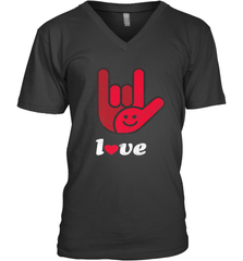 Cute Love Hand Sign Heart Valentines Day Retro Vintage Top Men's V-Neck Men's V-Neck - HHHstores