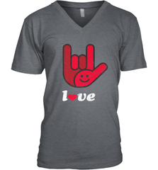 Cute Love Hand Sign Heart Valentines Day Retro Vintage Top Men's V-Neck Men's V-Neck - HHHstores