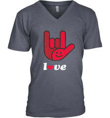Cute Love Hand Sign Heart Valentines Day Retro Vintage Top Men's V-Neck Men's V-Neck - HHHstores