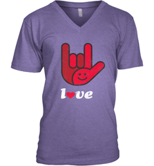 Cute Love Hand Sign Heart Valentines Day Retro Vintage Top Men's V-Neck Men's V-Neck - HHHstores