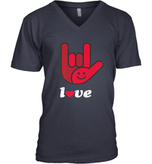 Cute Love Hand Sign Heart Valentines Day Retro Vintage Top Men's V-Neck Men's V-Neck - HHHstores