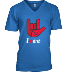 Cute Love Hand Sign Heart Valentines Day Retro Vintage Top Men's V-Neck Men's V-Neck - HHHstores