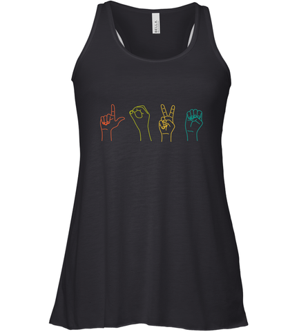 Love ASL Sign language Alphabet Valentines Day Gift idea Women's Racerback Tank Women's Racerback Tank / Black / XS Women's Racerback Tank - HHHstores