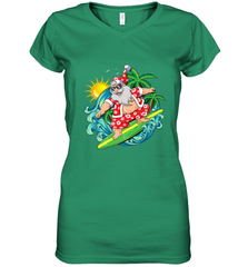 Christmas in July Santa Claus Hawaiian Surfing Gift Surf Women's V-Neck T-Shirt Women's V-Neck T-Shirt - HHHstores