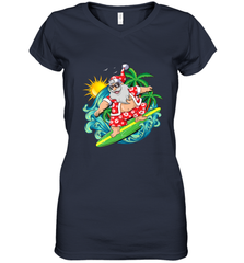 Christmas in July Santa Claus Hawaiian Surfing Gift Surf Women's V-Neck T-Shirt Women's V-Neck T-Shirt - HHHstores