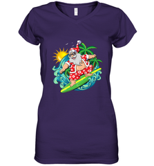 Christmas in July Santa Claus Hawaiian Surfing Gift Surf Women's V-Neck T-Shirt Women's V-Neck T-Shirt - HHHstores