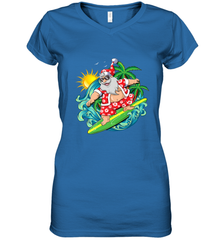 Christmas in July Santa Claus Hawaiian Surfing Gift Surf Women's V-Neck T-Shirt Women's V-Neck T-Shirt - HHHstores