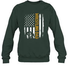 Wrestling Dad Tshirt American Flag 4th Of July Fathers Day Crewneck Sweatshirt Crewneck Sweatshirt - HHHstores