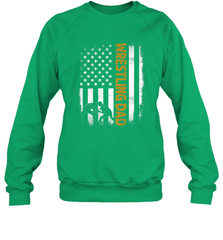 Wrestling Dad Tshirt American Flag 4th Of July Fathers Day Crewneck Sweatshirt Crewneck Sweatshirt - HHHstores