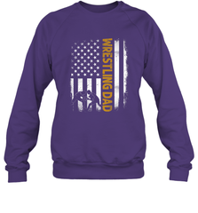 Wrestling Dad Tshirt American Flag 4th Of July Fathers Day Crewneck Sweatshirt Crewneck Sweatshirt - HHHstores
