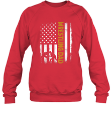 Wrestling Dad Tshirt American Flag 4th Of July Fathers Day Crewneck Sweatshirt Crewneck Sweatshirt - HHHstores