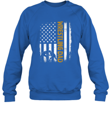 Wrestling Dad Tshirt American Flag 4th Of July Fathers Day Crewneck Sweatshirt Crewneck Sweatshirt - HHHstores