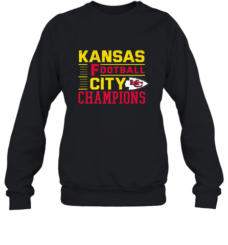 Kansas City Football Champions Vintage KC Distressed Gift Crewneck Sweatshirt Crewneck Sweatshirt / Black / S Crewneck Sweatshirt - HHHstores