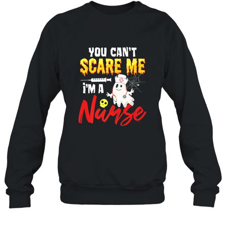 You Can't Scare Me I'm A Nurse Funny Halloween Witch Hat Crewneck Sweatshirt Crewneck Sweatshirt / Black / S Crewneck Sweatshirt - HHHstores