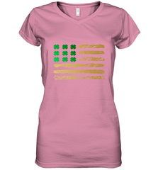 American Flag Green Shamrock Shirt St Patricks Day Women's V-Neck T-Shirt Women's V-Neck T-Shirt - HHHstores