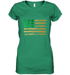 American Flag Green Shamrock Shirt St Patricks Day Women's V-Neck T-Shirt Women's V-Neck T-Shirt - HHHstores