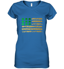 American Flag Green Shamrock Shirt St Patricks Day Women's V-Neck T-Shirt Women's V-Neck T-Shirt - HHHstores