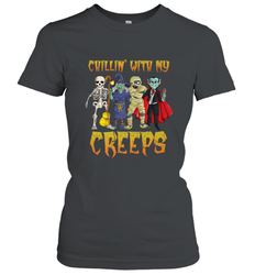 Chillin With My Creeps Vampire Halloween Skeleton Witch Women's T-Shirt