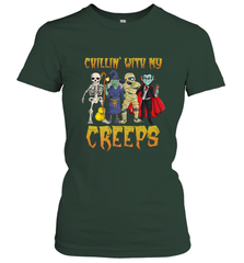 Chillin With My Creeps Vampire Halloween Skeleton Witch Women's T-Shirt Women's T-Shirt - HHHstores