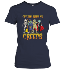 Chillin With My Creeps Vampire Halloween Skeleton Witch Women's T-Shirt Women's T-Shirt - HHHstores