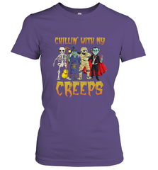 Chillin With My Creeps Vampire Halloween Skeleton Witch Women's T-Shirt Women's T-Shirt - HHHstores