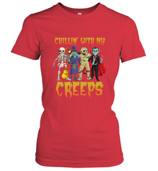 Chillin With My Creeps Vampire Halloween Skeleton Witch Women's T-Shirt Women's T-Shirt - HHHstores