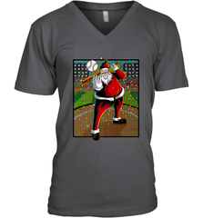 Baseball Santa Ugly Christmas Sports Graphic Print Design Men's V-Neck Men's V-Neck - HHHstores