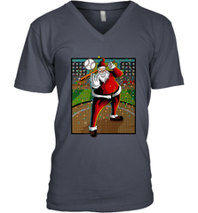 Baseball Santa Ugly Christmas Sports Graphic Print Design Men's V-Neck Men's V-Neck - HHHstores