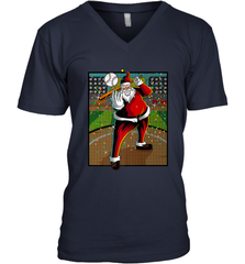 Baseball Santa Ugly Christmas Sports Graphic Print Design Men's V-Neck Men's V-Neck - HHHstores