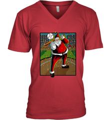 Baseball Santa Ugly Christmas Sports Graphic Print Design Men's V-Neck Men's V-Neck - HHHstores