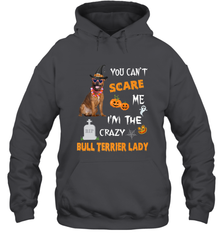 YOU CAN'T SCARE ME I'M THE CRAZY BULL TERRIER LADY SHIRT Hooded Sweatshirt Hooded Sweatshirt - HHHstores