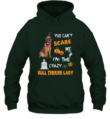YOU CAN'T SCARE ME I'M THE CRAZY BULL TERRIER LADY SHIRT Hooded Sweatshirt Hooded Sweatshirt - HHHstores