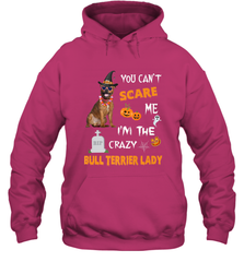 YOU CAN'T SCARE ME I'M THE CRAZY BULL TERRIER LADY SHIRT Hooded Sweatshirt Hooded Sweatshirt - HHHstores