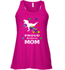 Proud Autism Mom T Rex Dinosaur Autism Awareness Women's Racerback Tank Women's Racerback Tank - HHHstores