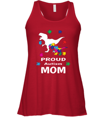 Proud Autism Mom T Rex Dinosaur Autism Awareness Women's Racerback Tank Women's Racerback Tank - HHHstores