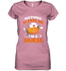Nurse Halloween Gifts Nothing Scares Me I Am A Nurse Women's V-Neck T-Shirt Women's V-Neck T-Shirt - HHHstores