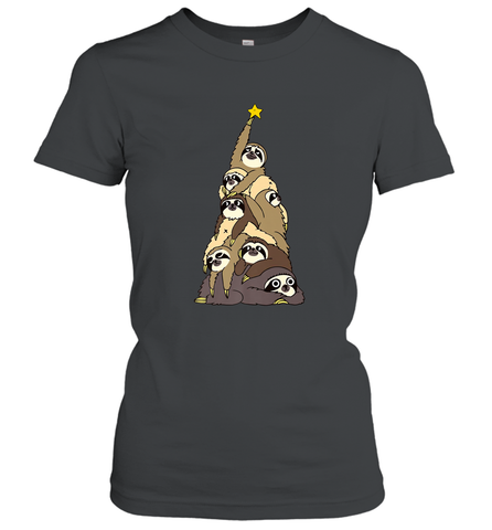 Merry Christmas Merry Slothmas Sloth Christmas Tree Xmas Women's T-Shirt Women's T-Shirt / Black / S Women's T-Shirt - HHHstores