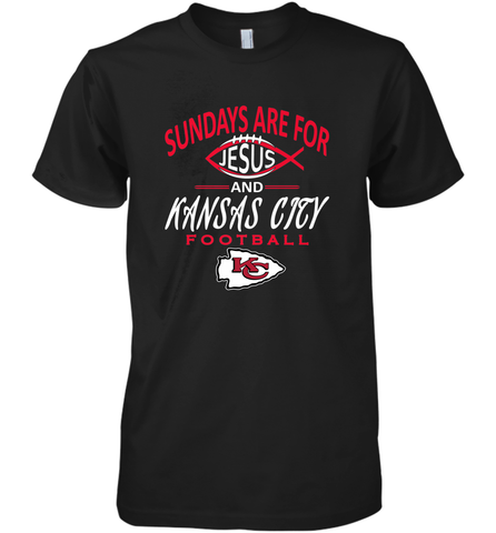 Sundays Are For Jesus and Kansas City Funny Football Men's Premium T-Shirt Men's Premium T-Shirt / Black / XS Men's Premium T-Shirt - HHHstores