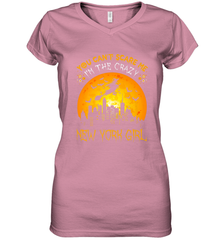 You Can't Scare Me I'm The Crazy New York Girl Women's V-Neck T-Shirt Women's V-Neck T-Shirt - HHHstores