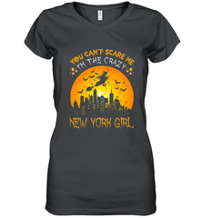 You Can't Scare Me I'm The Crazy New York Girl Women's V-Neck T-Shirt Women's V-Neck T-Shirt - HHHstores