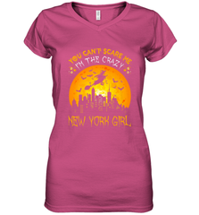 You Can't Scare Me I'm The Crazy New York Girl Women's V-Neck T-Shirt Women's V-Neck T-Shirt - HHHstores