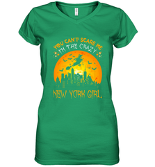 You Can't Scare Me I'm The Crazy New York Girl Women's V-Neck T-Shirt Women's V-Neck T-Shirt - HHHstores