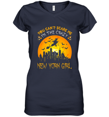 You Can't Scare Me I'm The Crazy New York Girl Women's V-Neck T-Shirt Women's V-Neck T-Shirt - HHHstores