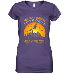 You Can't Scare Me I'm The Crazy New York Girl Women's V-Neck T-Shirt Women's V-Neck T-Shirt - HHHstores