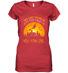 You Can't Scare Me I'm The Crazy New York Girl Women's V-Neck T-Shirt Women's V-Neck T-Shirt - HHHstores